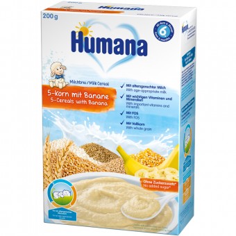 Cereale Humana cu 5 cereale si banane de la 6 luni 200 g
