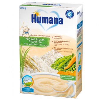 Cereale Humana fara lapte cu morcov si mazare de la 6 luni 200 g