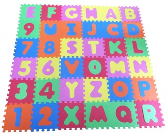 Covor copii 10+ luni puzzle din spuma Alphabet and Numbers 36 piese