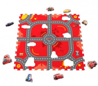 Covor puzzle din spuma Soft Cars 3 Modular Race 9 piese