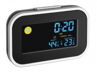 Termo-higrometru cu ceas si alarma TFA Black-Grey