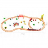 Circuit din lemn Pentru Copii, 53 piese si trenulet, multicolor