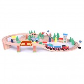 Linie de tren din lemn Pentru Copii, 75 piese 