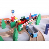 Linie de tren din lemn Pentru Copii, 75 piese 