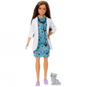 Papusa Barbie Pentru Fetite, by Mattel Careers Medic veterinar cu figurina pisica