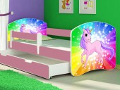Patut Tineret Pentru Copii cu Sertar si Saltea 140x70 - Rainbow Unicorn
