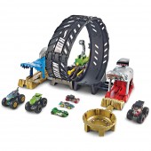 Pista de masini Pentru Copii, Hot Wheels by Mattel Monster Truck Provocare pe pista cu 2 masinute