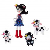 Set Enchantimals Pentru Fetite, by Mattel Cambrie Cow With Ricotta And Family Papusa cu 3 figurine
