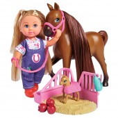 Set Simba Pentru Fetite Evi Love Doctor Evi Welcome Horse papusa 12 cm cu figurina cal si accesorii