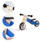 Tricicleta Pentru Copii, ECOTOYS cu pedale, 2 in 1 din lemn, albastra
