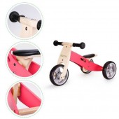 Tricicleta Pentru Copii, ECOTOYS  cu pedale, 2 in 1 din lemn, roz